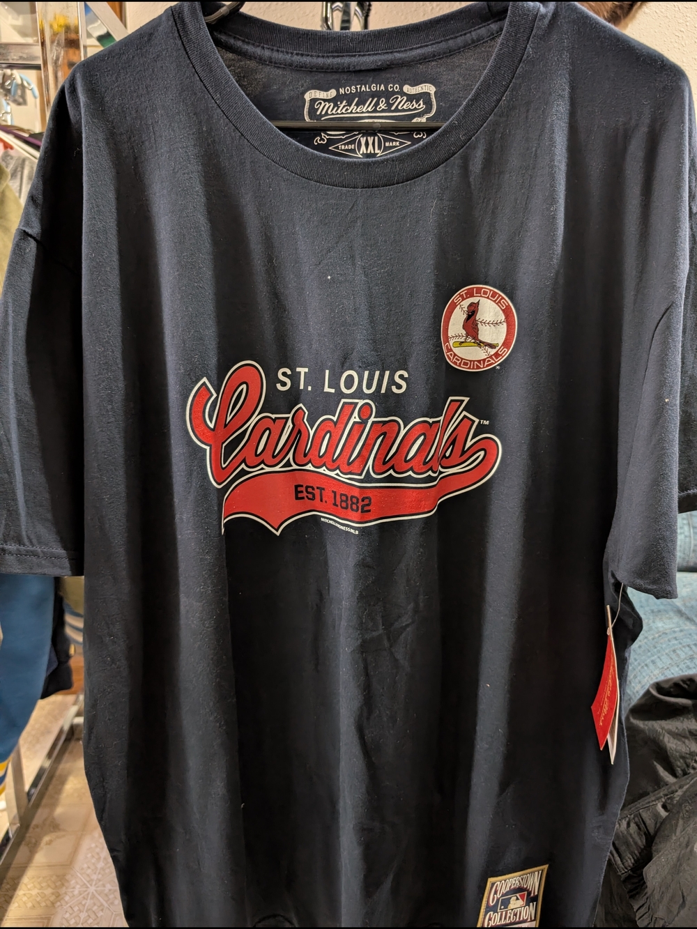 Mitchell & Ness Navy St. Louis Cardinals Tee with Red Script